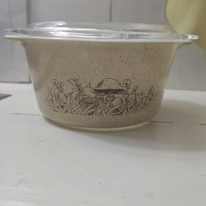 Pyrex Casserole Dish Mushroom Forest Fancies Vintage Bowl And Cover
